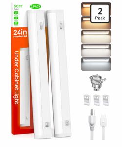 ALUSSO 24 Inch LED Under Cabinet Lighting Hardwired & Plug in 120V, 5CCT Color Selectable