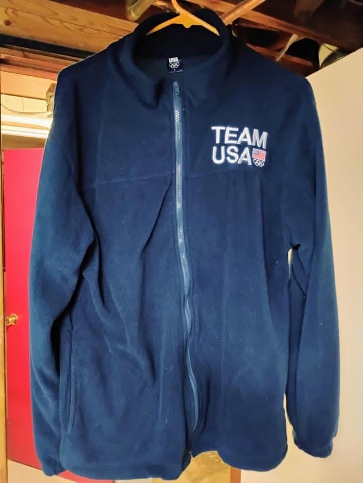 Vintage Mens/Unisex Team USA Olympics Navy Blue Fleece Full-Zip Jacket Adult L | Made in USA