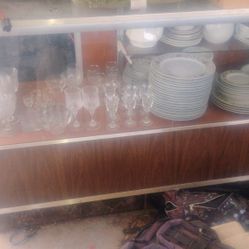 Glass Cabinets With Shelves And Doors 5 Ft Long 3 And 1/2 Ft High 21 Inches Deep $75 Each Got Three