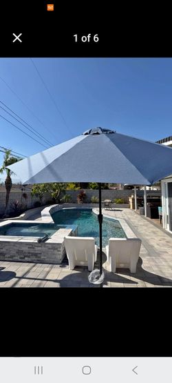 10 ft Umbrellas with LED lights and auto tilt brand New (base not included)