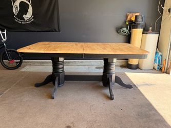 Farmhouse Dining Table with Dual Pedestal Base