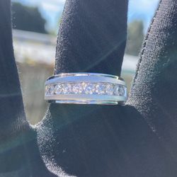 Men’s Lab Diamond Wedding Band 10k White Gold Size 11