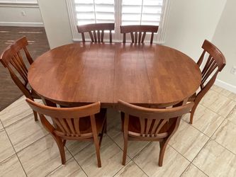 Solid Wood Expandable Dining Table + 6 Chairs – $200