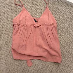 Zara Dusty Rose Tie Sleeve crop top size Med