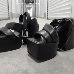 Black Sheep Leather Platform Sandals 