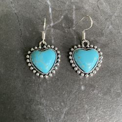 Elegant Turquoise Heart Vintage Bohemian Earrings 