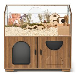 39.4" Hamster Cage with Storage, Rustic Brown