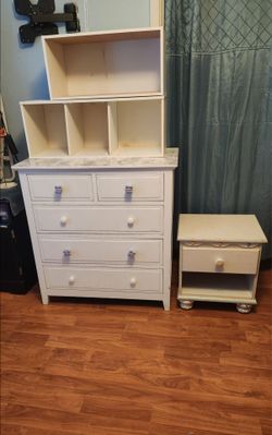 White Dresser 36.5"" H x 35.5 " L with 1 Night Stand and 2 Book Cases. Located in SW Austin off Brodie Ln. 78745