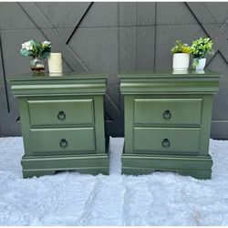 Gorgeous Green Refinished Nightstands / End Tables