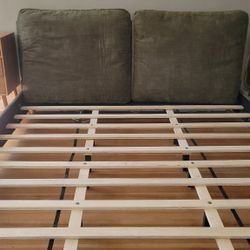 King Bed - Boucle Fabric Upholstered Platform Bed with Two Removable Pillow Headboard