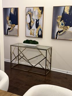 Safavieh Home Namiko Glam Tempered Glass and Brass Console Table