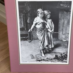 Pen And ink  Print Of Two Girls