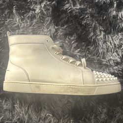 Christian Louboutin White Spiked Toe High-Top Sneakers