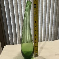 Vintage Handmade Green Contemporary Glass Decorative Vase Modern Green