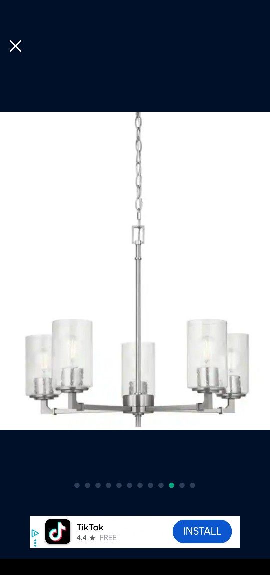 Luxury Helenwood 5-Light Brushed Nickel Chandelier with Clear Seeded Glass
