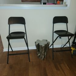 Two Black High Bar Stool Chairs