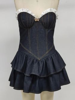 Denim mini dress black