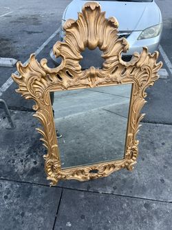 Vintage LARGE French Louis XV Wall Mirror GOTHIC Stunning by Drexel GOLD COLOR