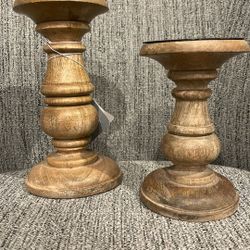 2 Wooden Candle Holders