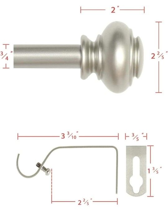 H.VERSAILTEX Window Curtain Rod for Windows 48 to 84 Inches Adjustable 3/4 Inch Diameter - Nickel