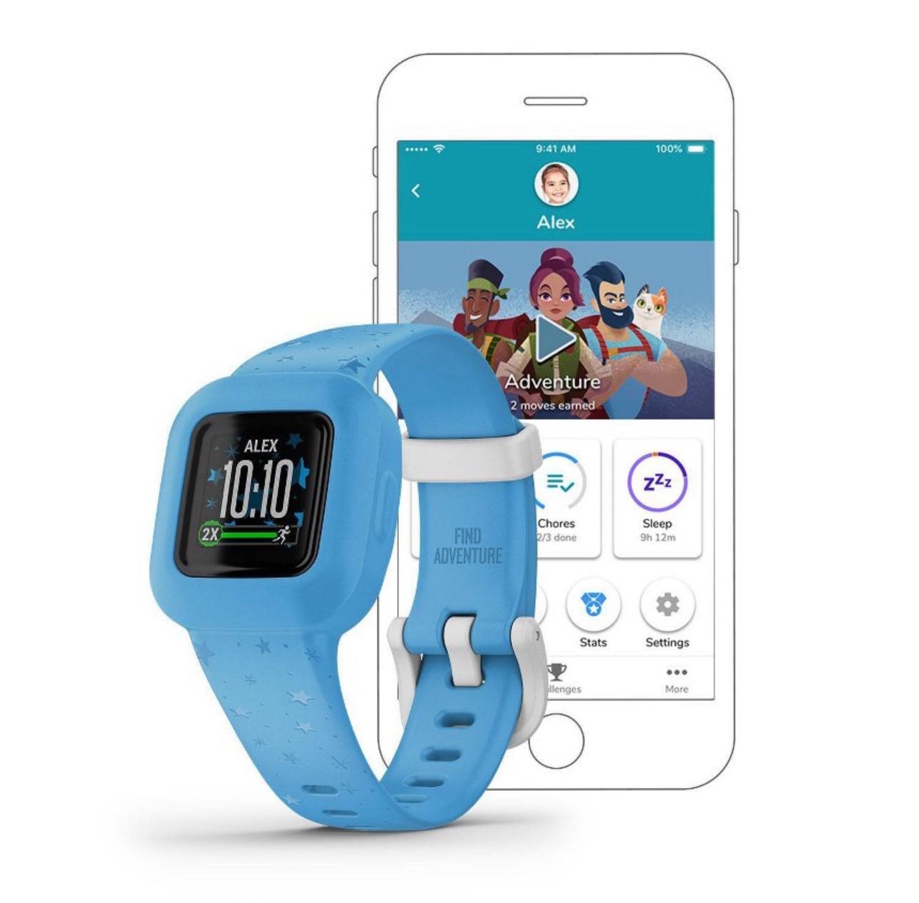 🔥NEW🔥 Garmin Vivofit Jr 3 Kids Fitness Activity Tracker Watch Blue Stars Swim Friendly