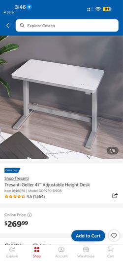 Tresanti Geller 47" Adjustable Height Desk