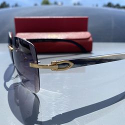 CARTIER Gold/BUFFALO HORN Sunglasses