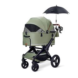 PINCOGO Mutiple Function Dog Stroller, Detachable Carrier Pet Stroller, 4 Wheels Dog Cat Puppy Stroller, 360° Travel Carrier (Green)