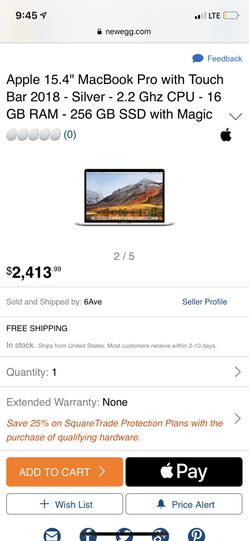 Macbook Pro 6 core i7 8th generation (newest, fastest) touchbar