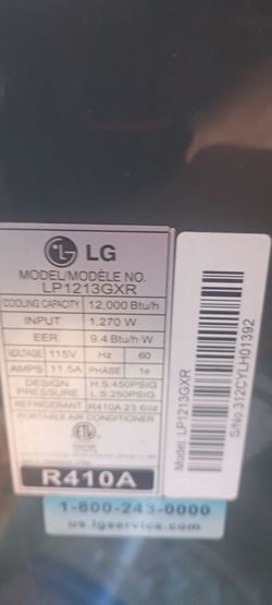 COLD A/C Portable 110V LG Air Conditioning Unit 12,000 BTU $80