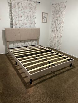 Queen upholstered bed frame