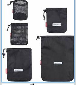 5PCS Small Ditty Bags Set for Backpacking, Ultralight Nylon Mesh Drawstring Stuff Sack Assortment Storage Pouch Bags for Outdoor Camping Indoor Home