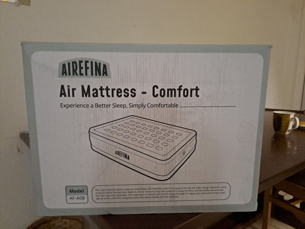Airefina 18" Air Mattress Queen with Built in Pump, Colchon Blow Up Mattress for Home & Camping, Comfort Inflatable Mattress, Durable, Self-Inflating,