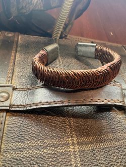 Abstract copper wrapped cuff - bracelet jewelry
