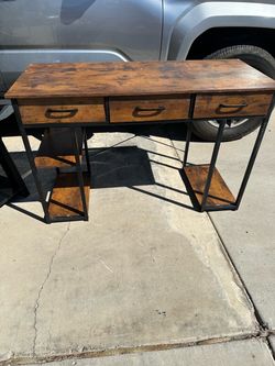 Industrial Console Table with 3 Drawers