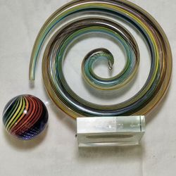 2" + Marble With Same Style Cane Glass In Swirl 