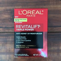 L’ORÉAL Paris REVITALIFT Triple Power UV Moisturizer; Pro-Retinol + Vitamin C  + Hyaluronic Acid  With Broad Spectrum SPF 30 Sunscreen