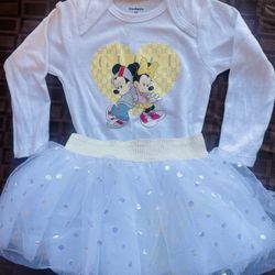 2 Piece Baby 12 Months Disney Mickey Minnie Bodysuit  Set