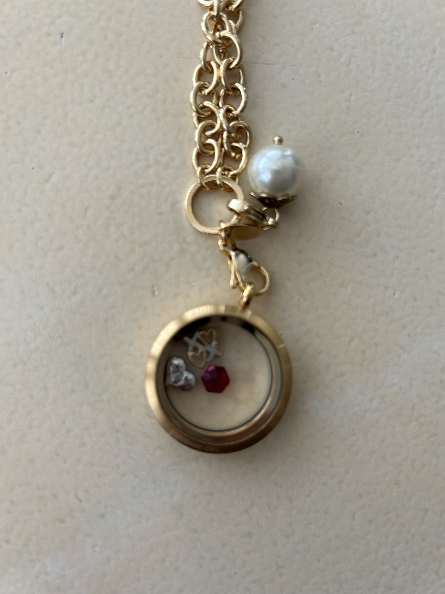 Origami Owl Necklace, Locket And Charms 