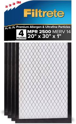 Filtrete Air Filter 1”, MPR 2500 MERV 14, High Performance 20X30X1 - 4 Pack
