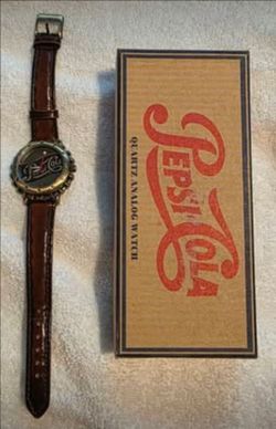 Vintage Pepsi Cola Bottle Cap Watch Quartz Analog In Original Box Running