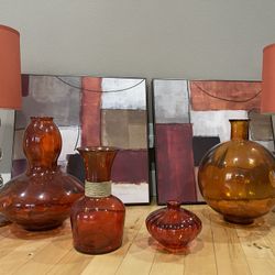 Orange motif Vases And Pictures