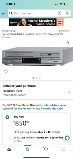 Sansui  VRDVD4100 4-Head  Hi-Fi Stereo DVD Player CH is VCR Combo