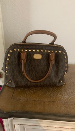 Michael Kors large Brown studded satchel with strap