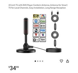 Brand new 22 inch TV with DVD Player Combo's Antenna, Antenna for Smart TV for Local Channels, Easy Installation, Long Range Reception  Whitestone/Flu