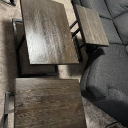 Brown Coffee Table With 2 Side Tables 