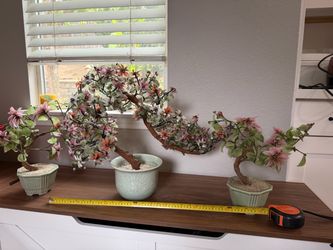 Vintage Molded Glass Plant Arrangements set of 3