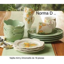 Vajilla Mint Y Limoncello De 16 Piezas Nuevas En Sus Cajas 