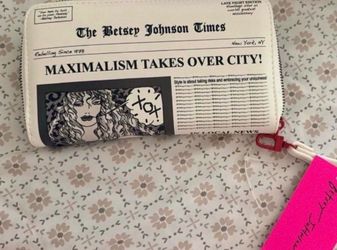 Betsey Johnson Newspaper Print Zip-Around Wallet