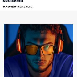 Titan Gaming Glasses, Blue Light Blocking, Night Driving Glasses for Men, Computer Protection Christmas Gift for Gamers 